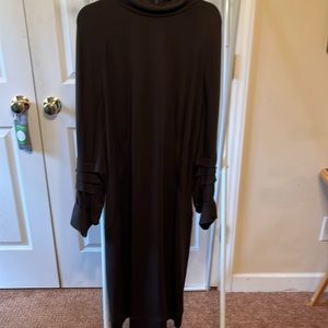 PerSe By Carlisle Fitted Midi Dress Dark Brown NWT Size 12 Missing Belt